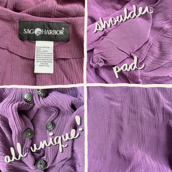 Vintage stretchy ribbed texture short sleeve purpl - Picture 4 of 4